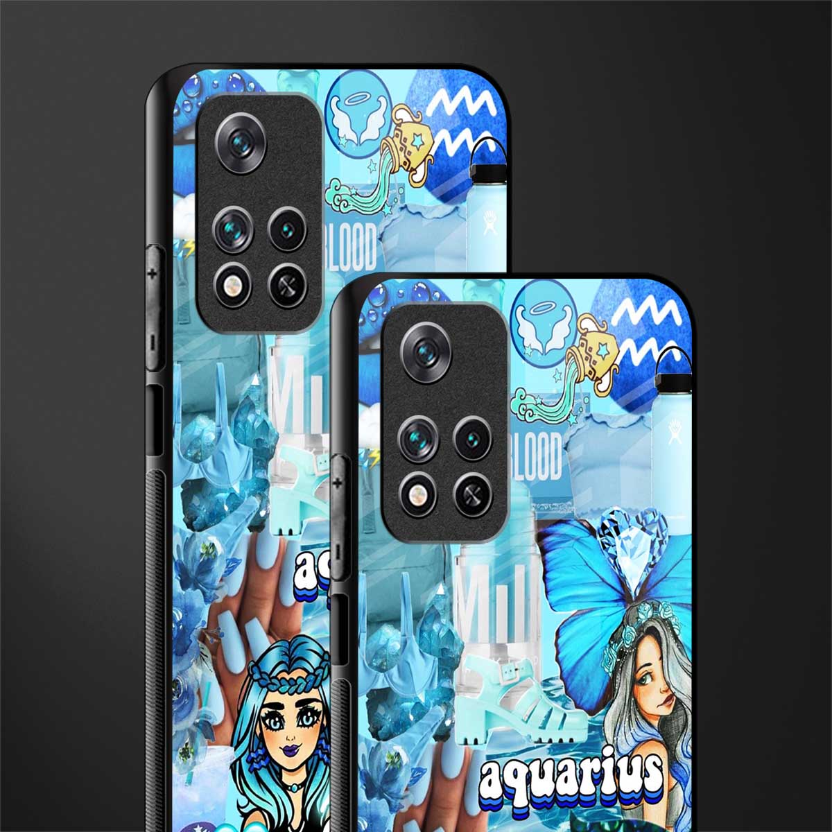 aquarius aesthetic collage glass case for poco m4 pro 5g image-2