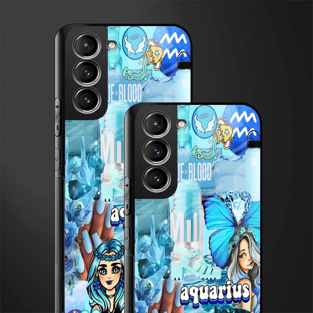 aquarius aesthetic collage glass case for samsung galaxy s21 image-2