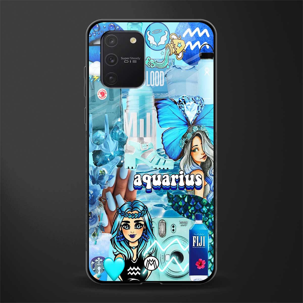 aquarius aesthetic collage glass case for samsung galaxy a91 image