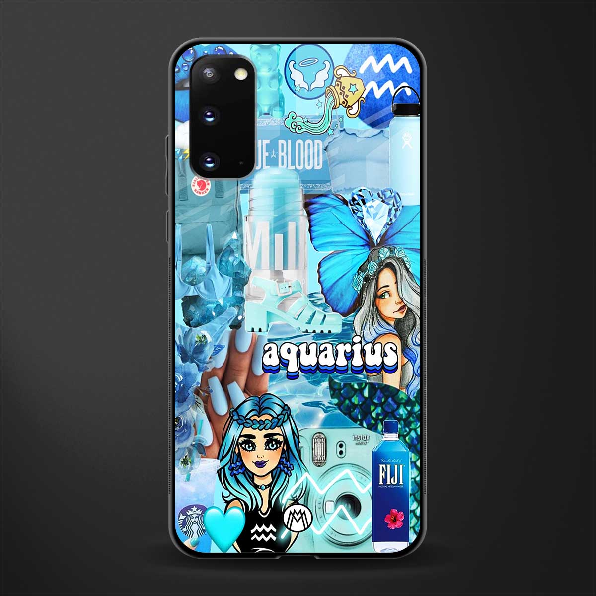 aquarius aesthetic collage glass case for samsung galaxy s20 image