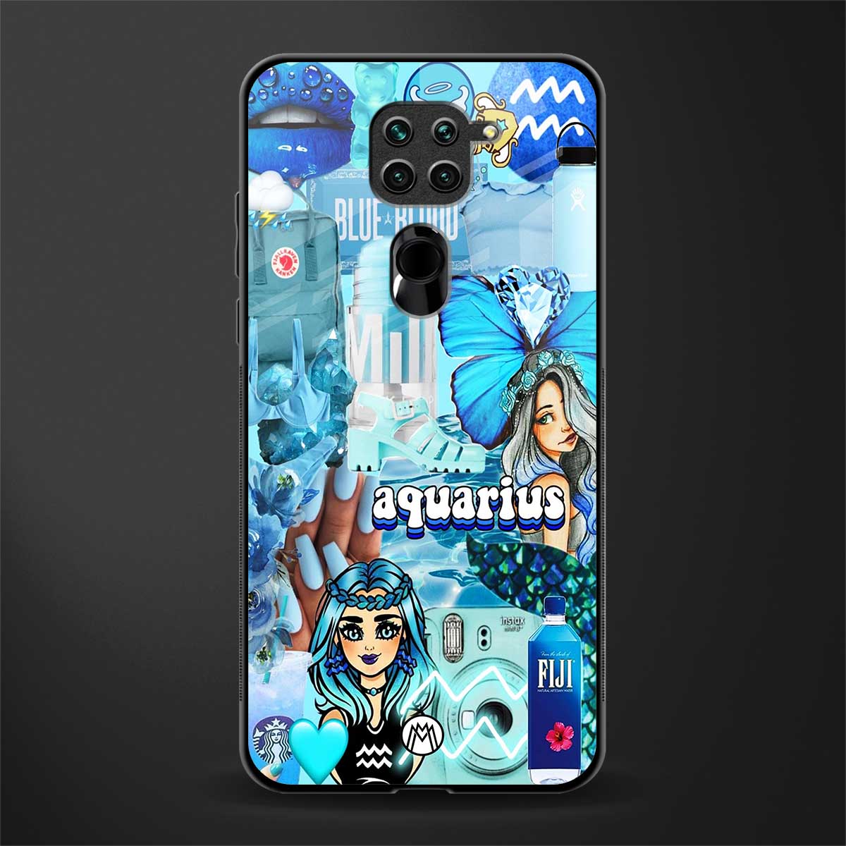 aquarius aesthetic collage glass case for redmi note 9 image