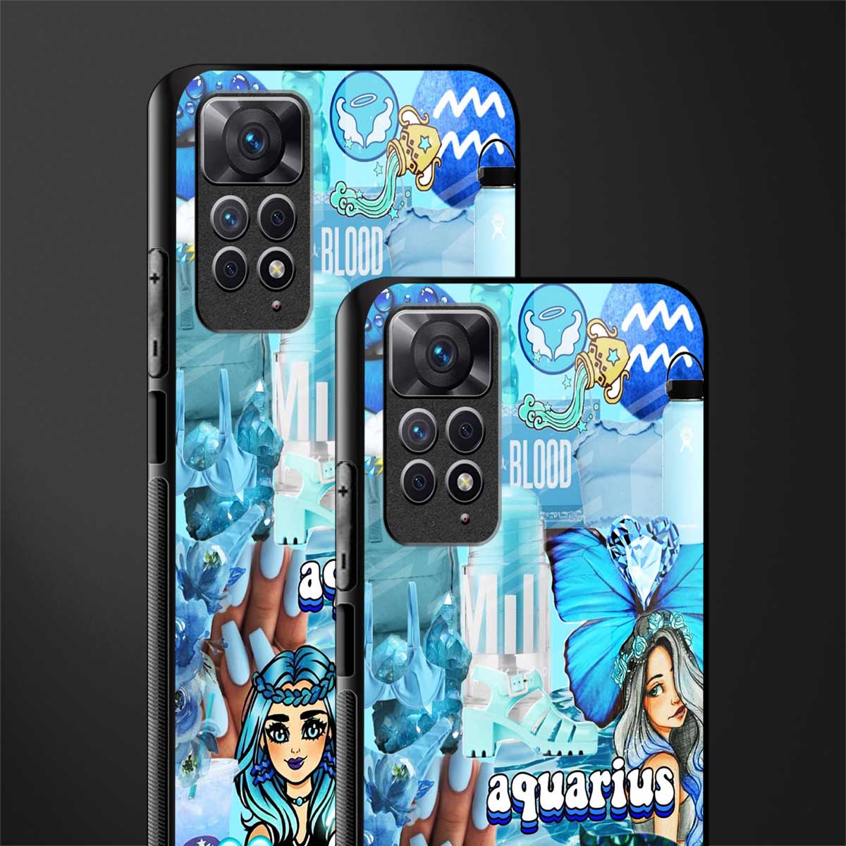 aquarius aesthetic collage glass case for redmi note 11s image-2