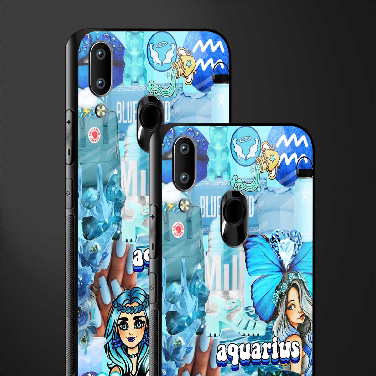 aquarius aesthetic collage glass case for vivo y91 image-2