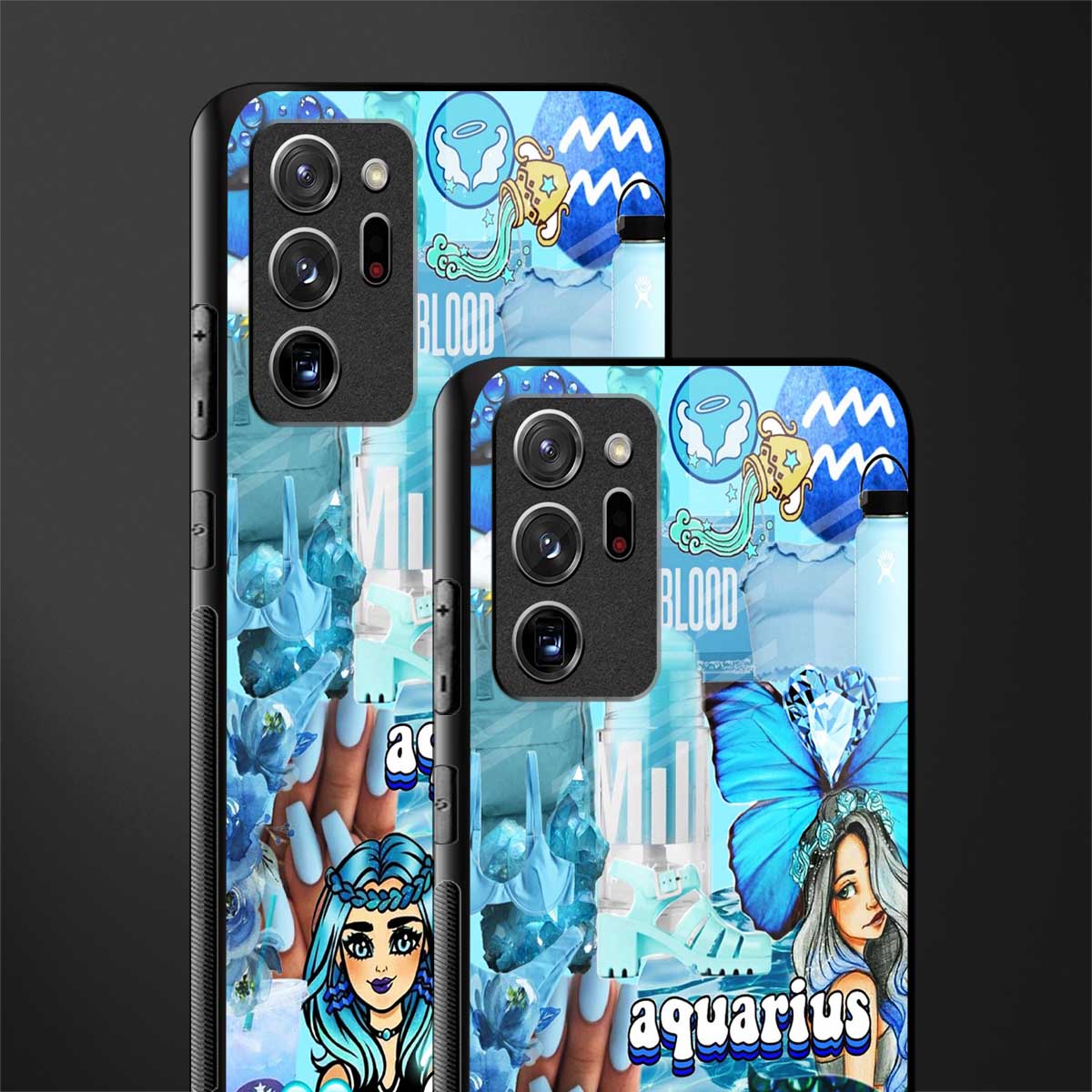 aquarius aesthetic collage glass case for samsung galaxy note 20 ultra 5g image-2