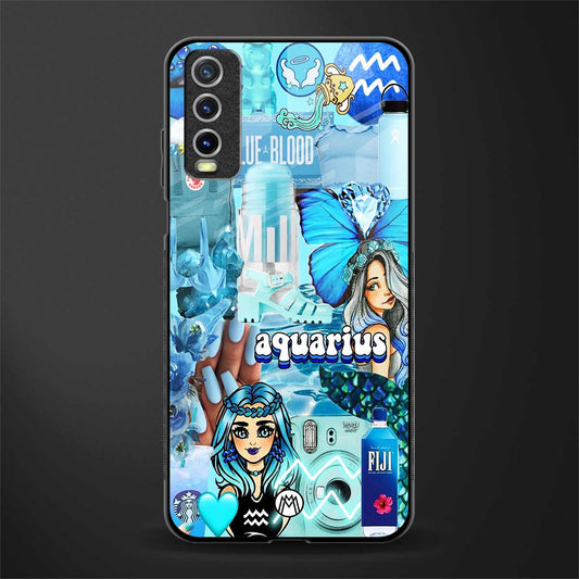 aquarius aesthetic collage glass case for vivo y20 image