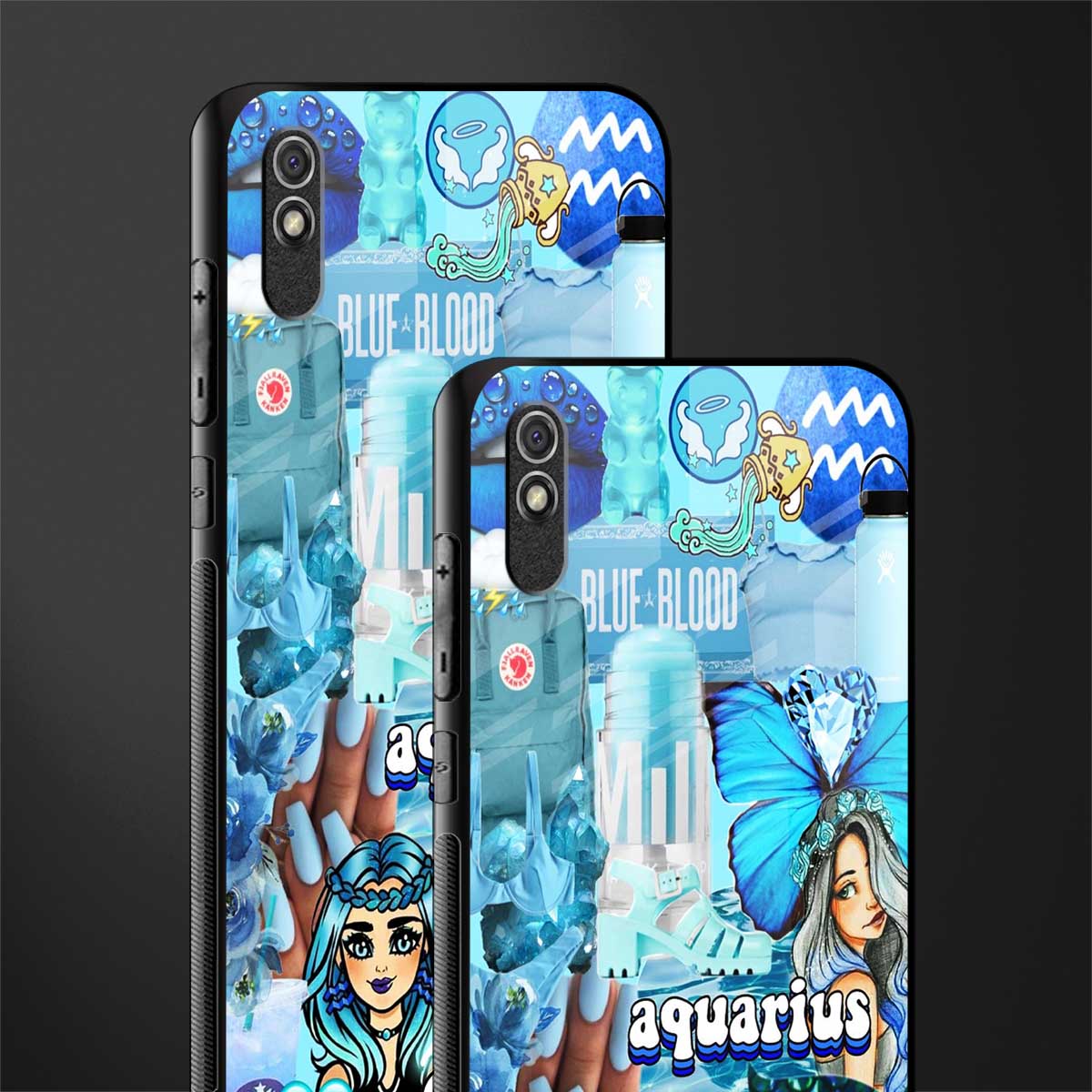 aquarius aesthetic collage glass case for redmi 9a image-2