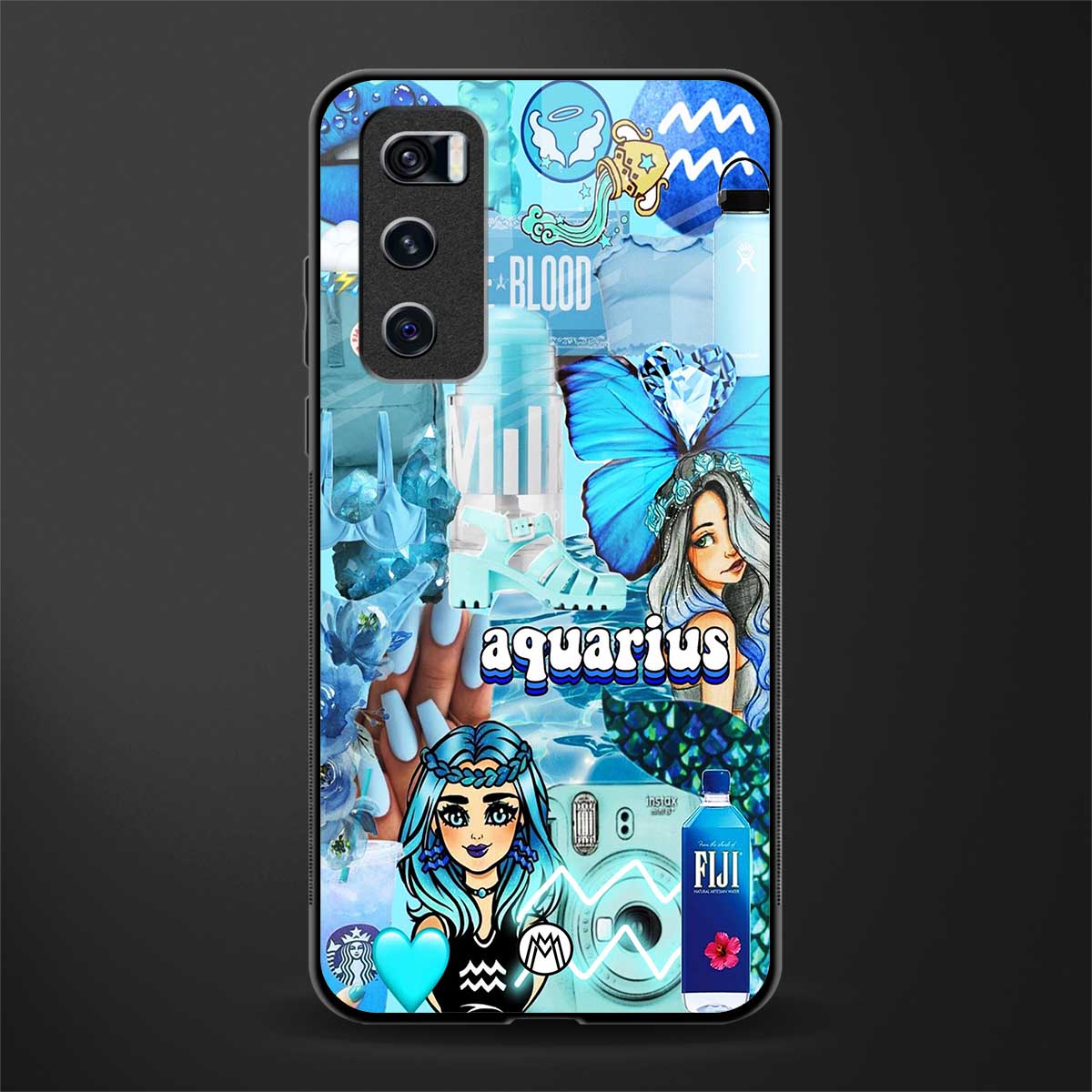 aquarius aesthetic collage glass case for vivo v20 se image