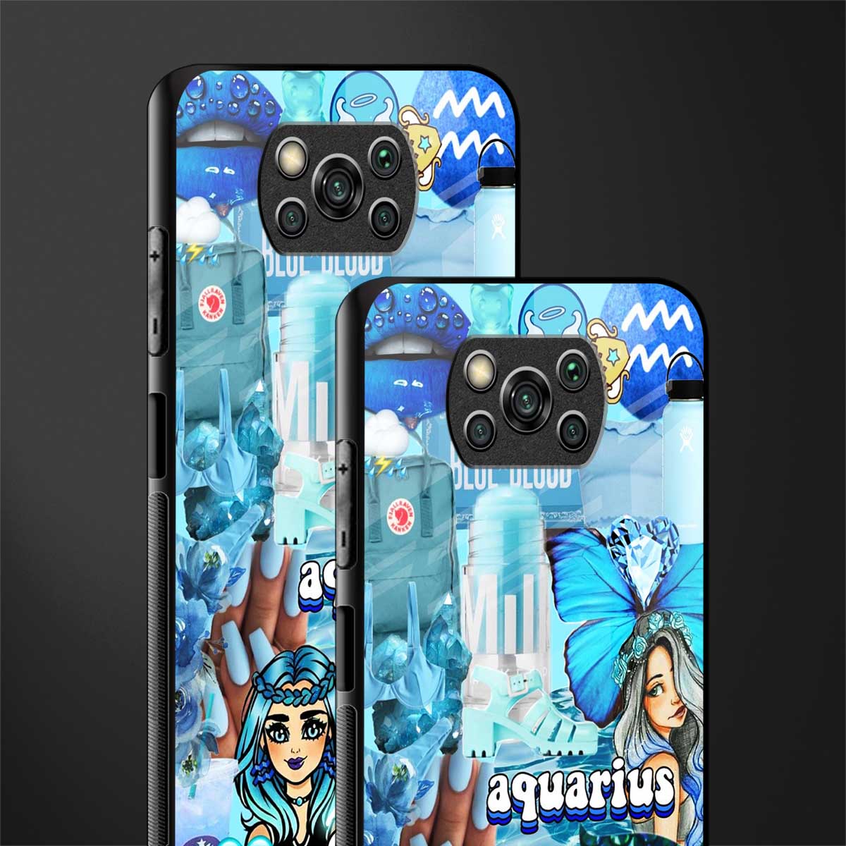aquarius aesthetic collage glass case for poco x3 image-2