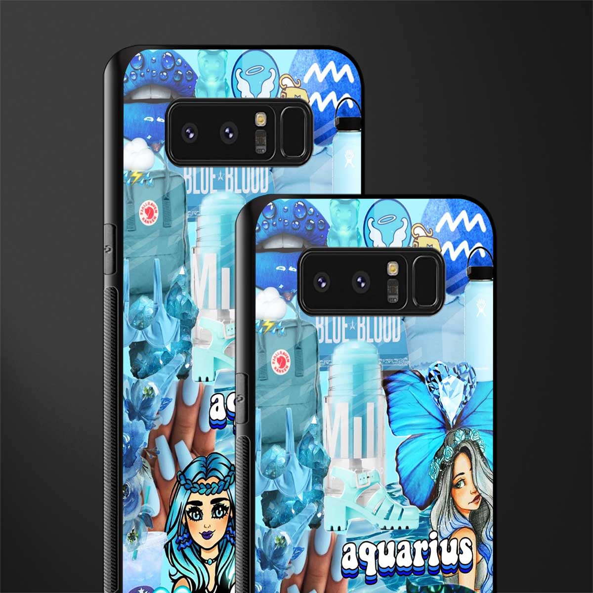 aquarius aesthetic collage glass case for samsung galaxy note 8 image-2