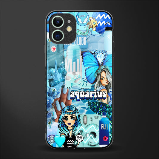 aquarius aesthetic collage glass case for iphone 12 image