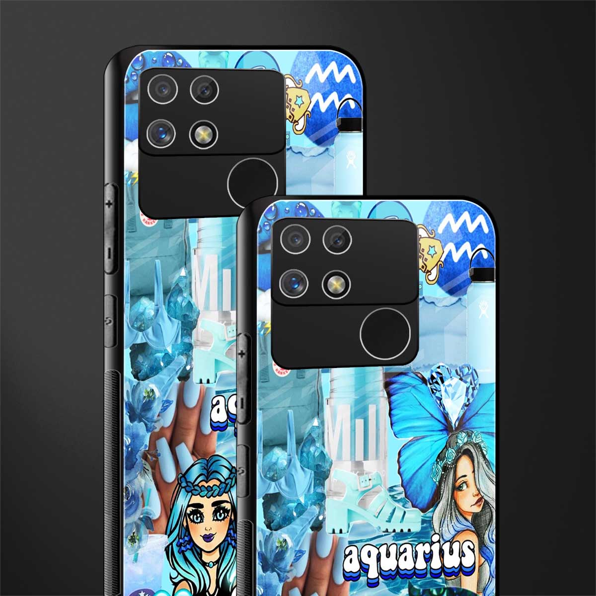 aquarius aesthetic collage back phone cover | glass case for realme narzo 50a