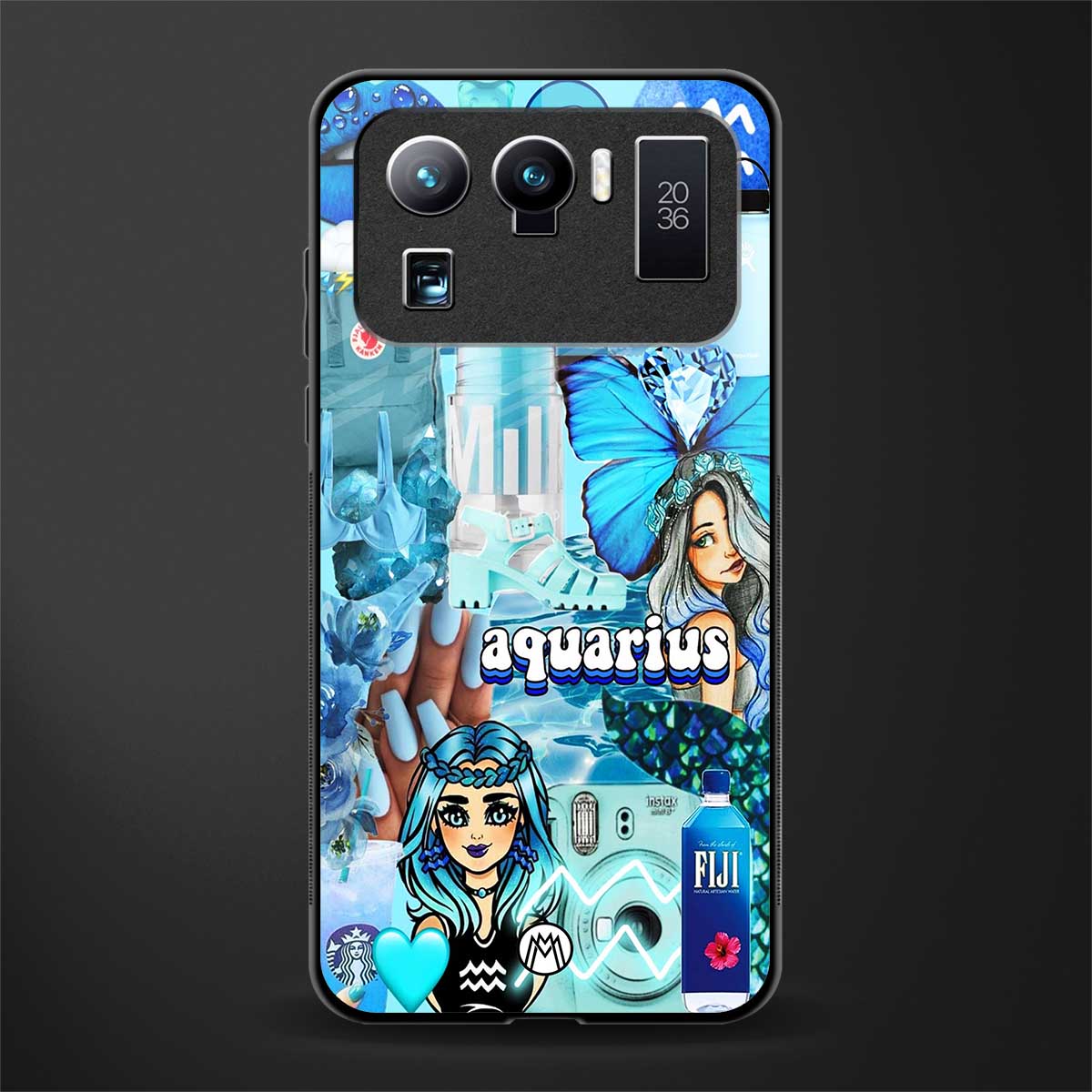 aquarius aesthetic collage glass case for mi 11 ultra 5g image