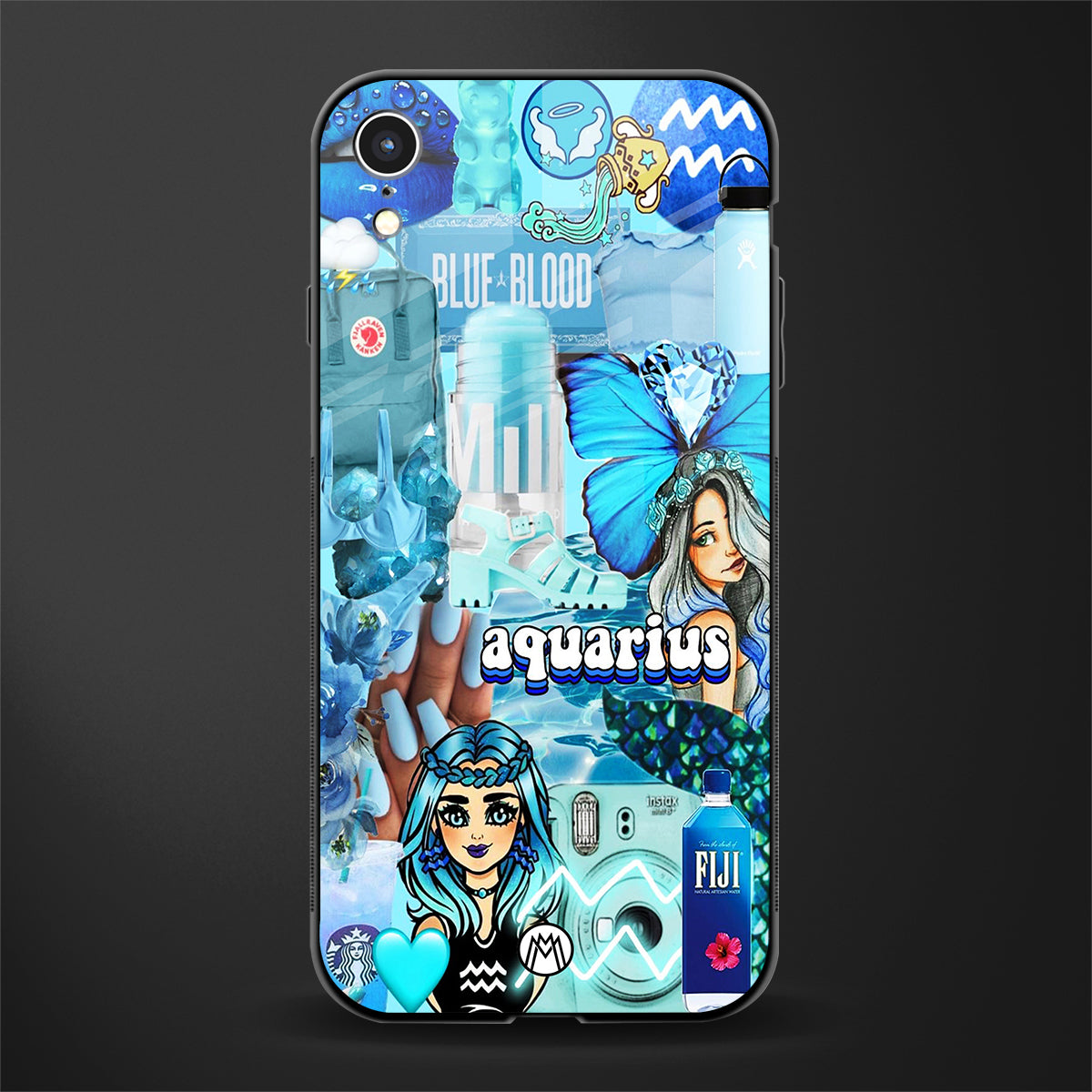 aquarius aesthetic collage glass case for iphone xr image