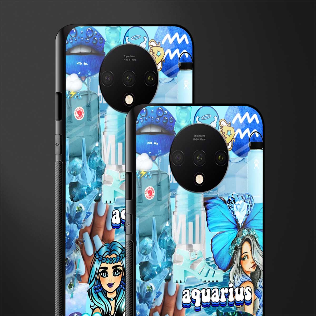 aquarius aesthetic collage glass case for oneplus 7t image-2
