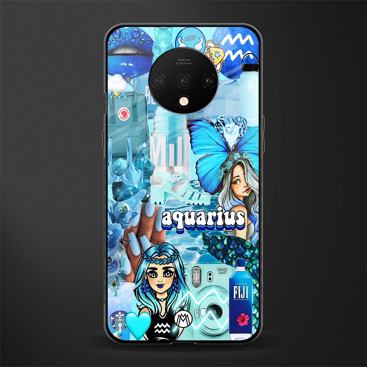 aquarius aesthetic collage glass case for oneplus 7t image