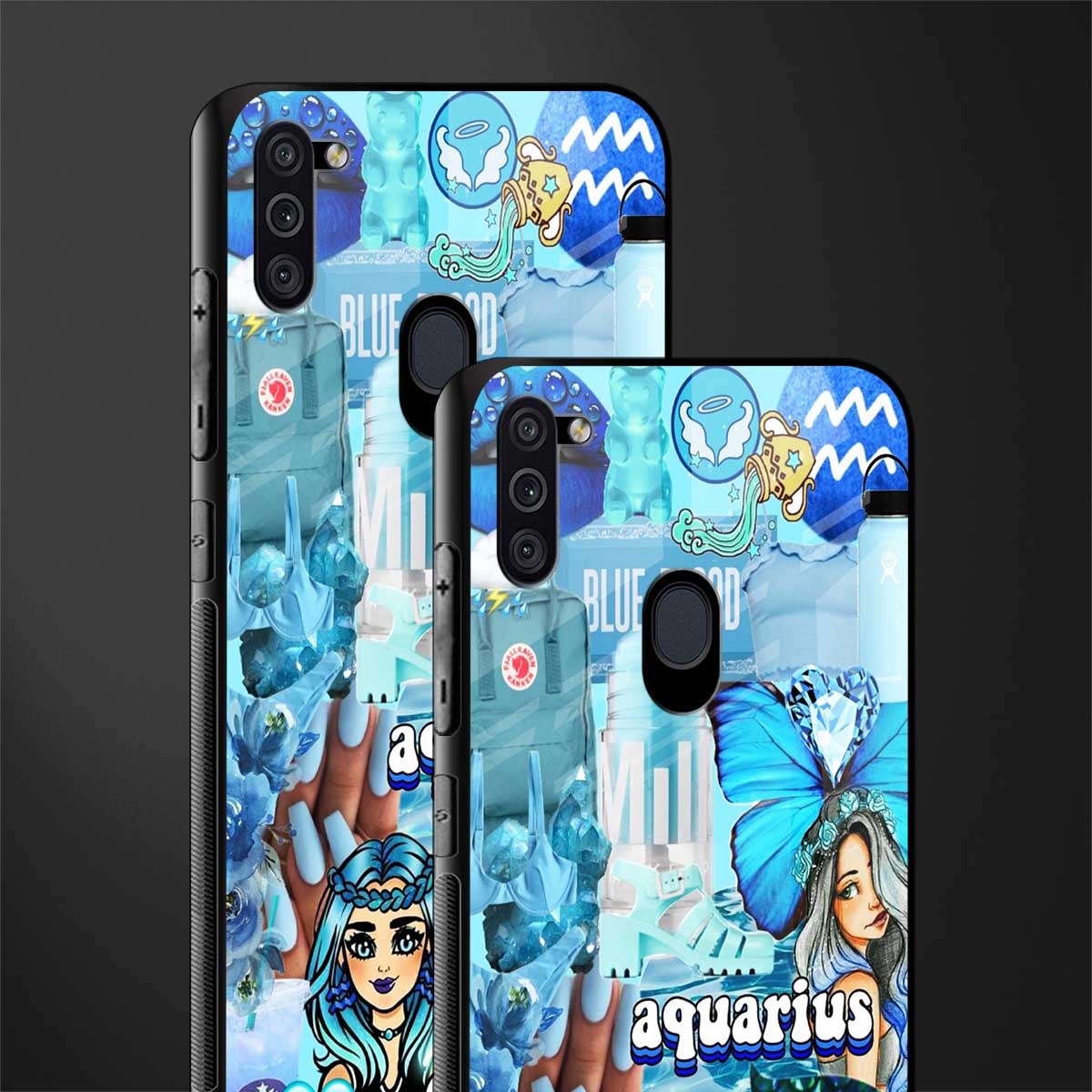 aquarius aesthetic collage glass case for samsung galaxy m11 image-2