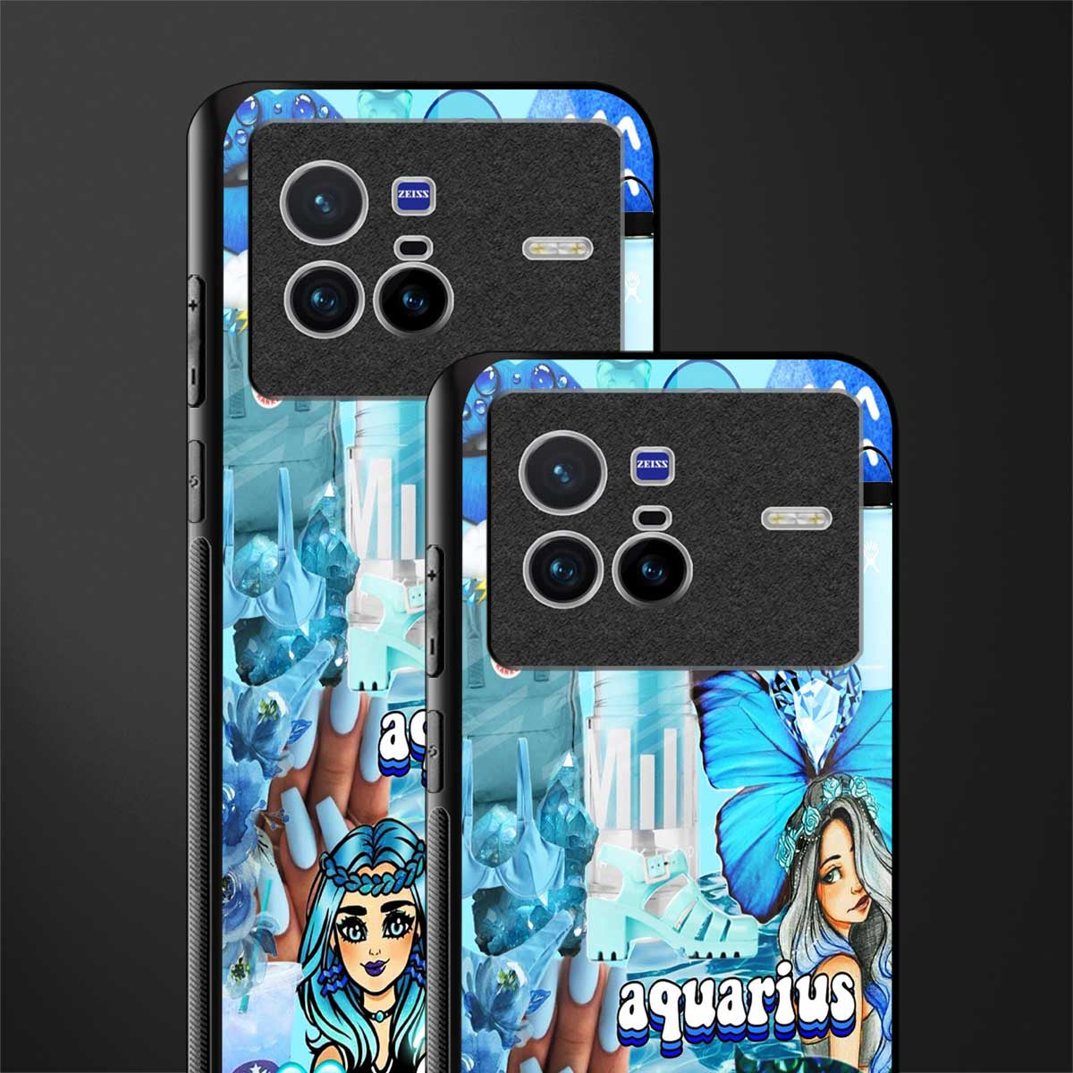 aquarius aesthetic collage glass case for vivo x80 image-2
