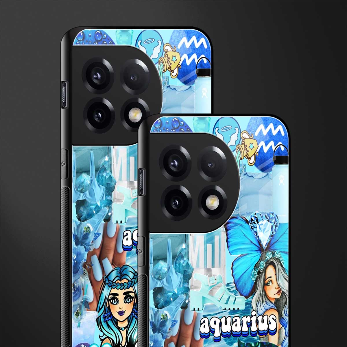 aquarius aesthetic collage back phone cover | glass case for oneplus 11r