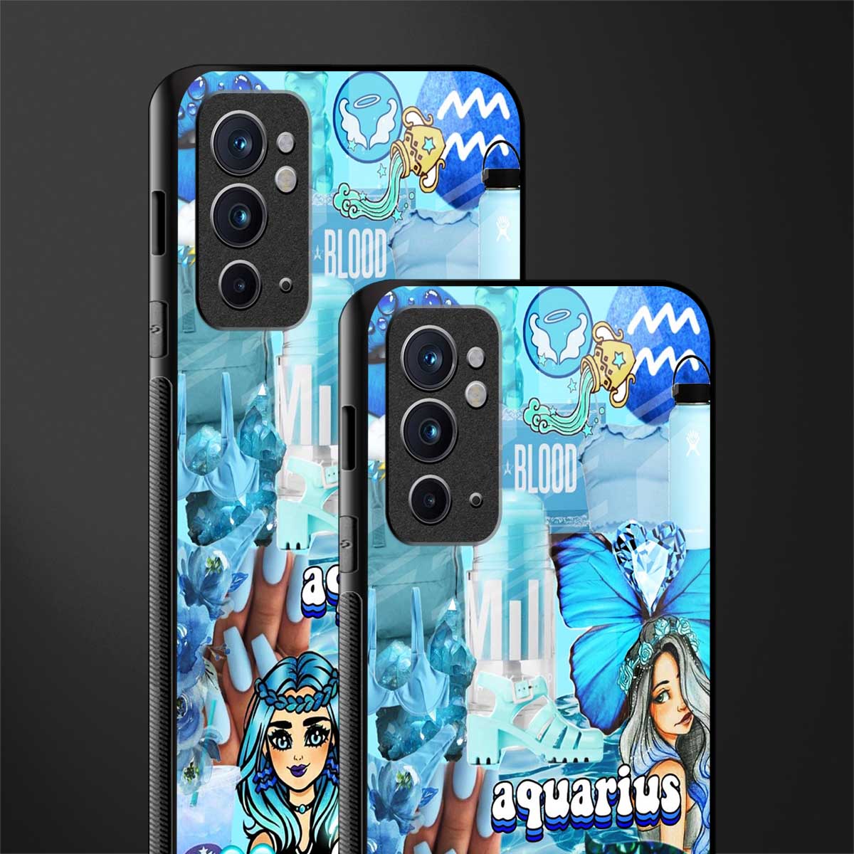 aquarius aesthetic collage glass case for oneplus 9rt image-2