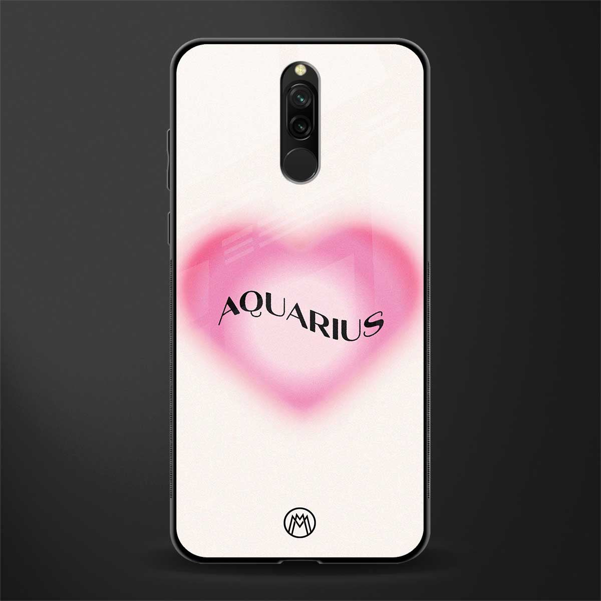 aquarius minimalistic glass case for redmi 8 image
