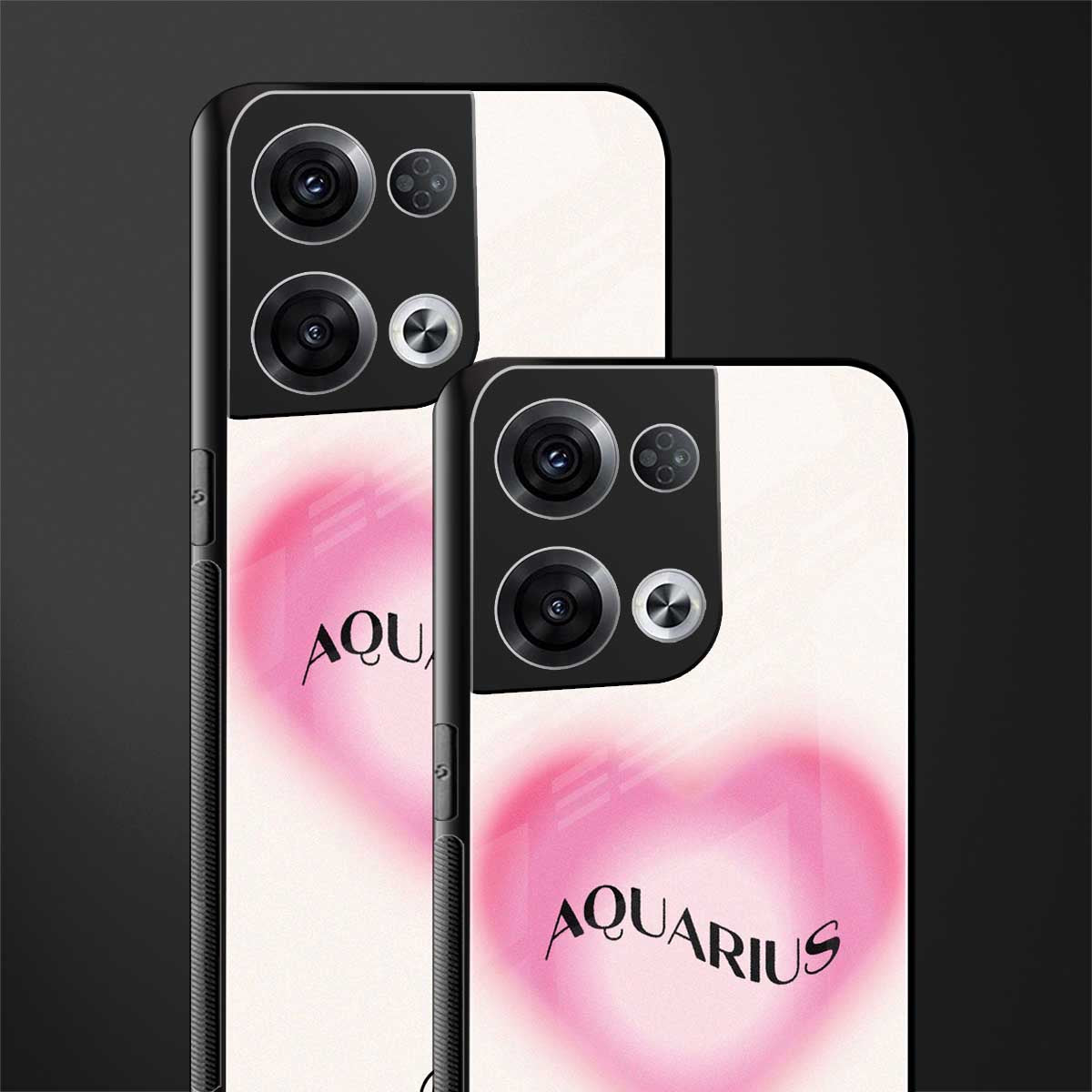 aquarius minimalistic back phone cover | glass case for oppo reno 8 pro