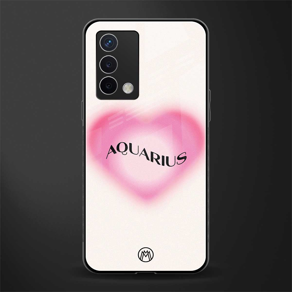 aquarius minimalistic back phone cover | glass case for oppo a74 4g