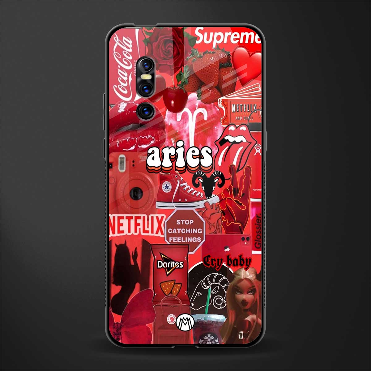 aries aesthetic collage glass case for vivo v15 pro image