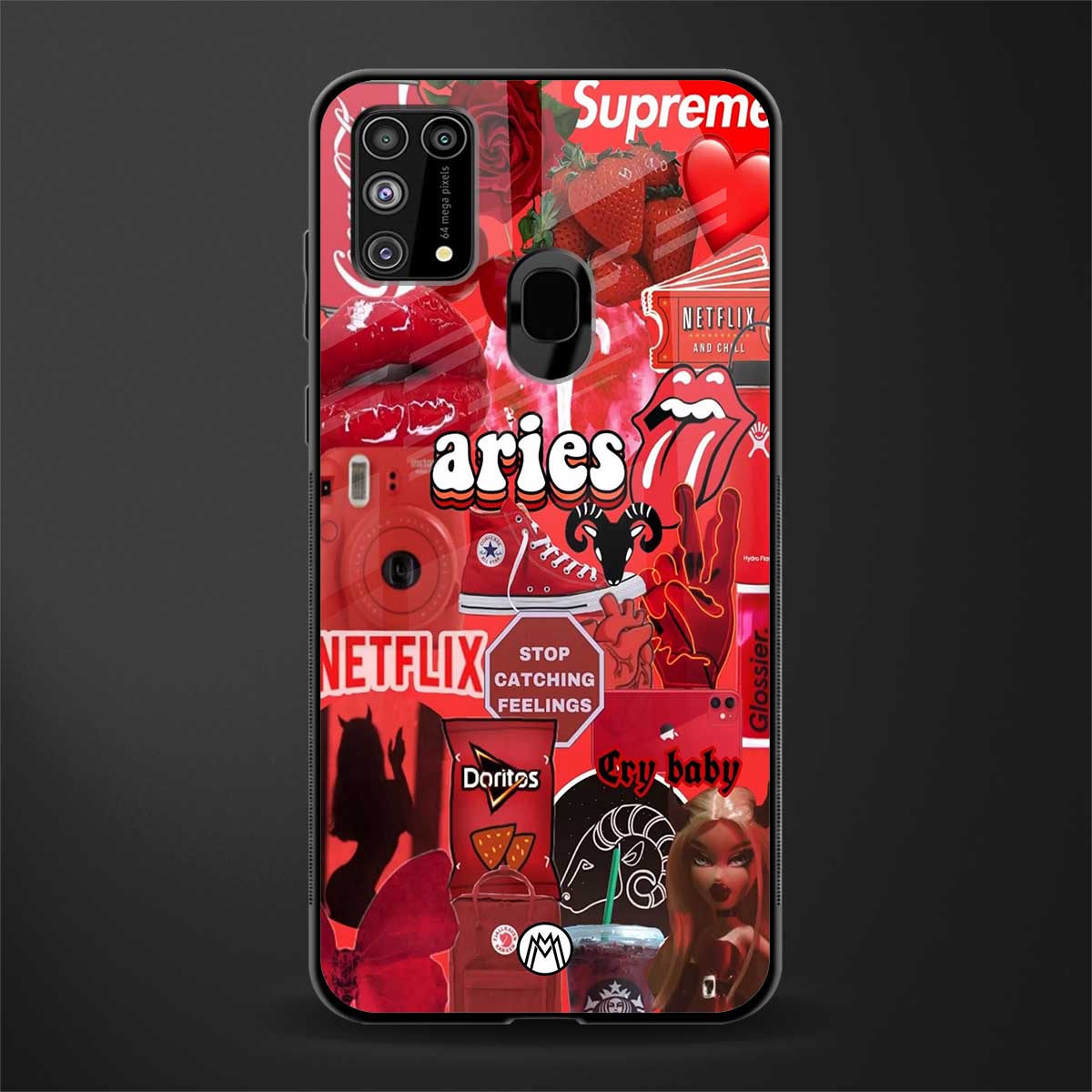 aries aesthetic collage glass case for samsung galaxy m31 prime edition image