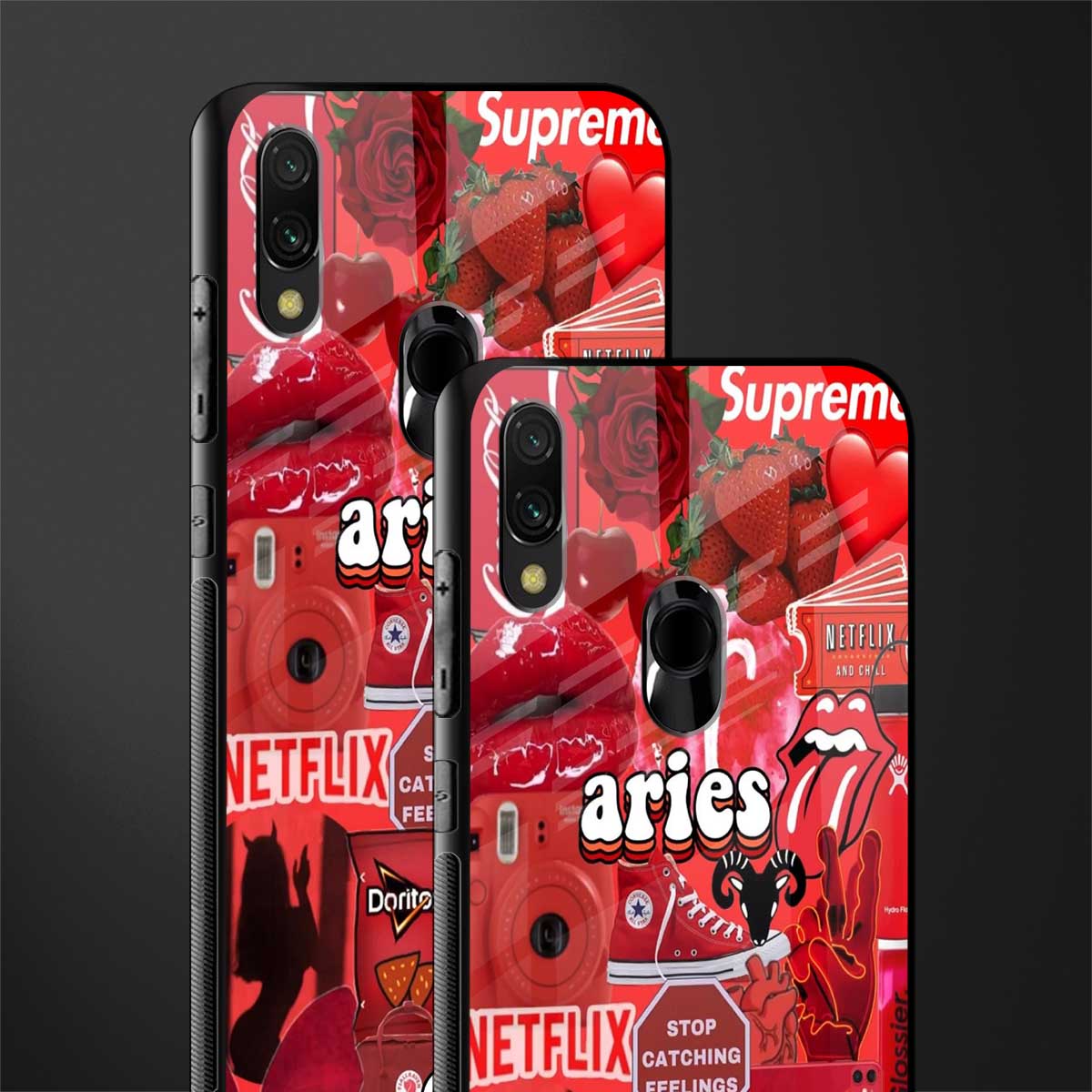 aries aesthetic collage glass case for redmi y3 image-2
