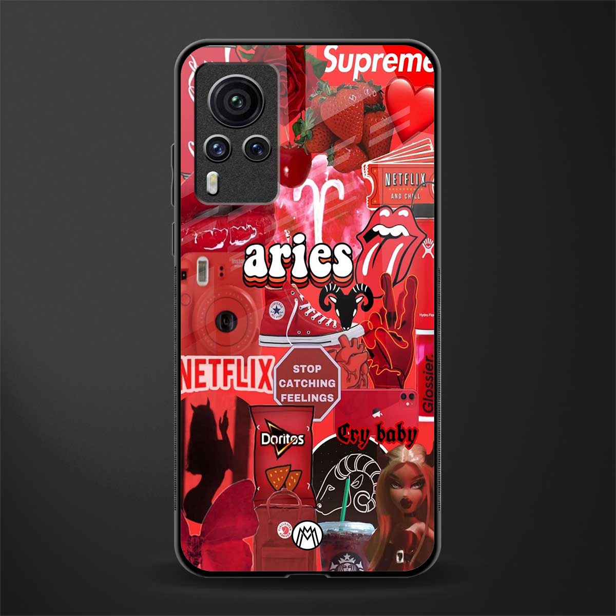 aries aesthetic collage glass case for vivo x60 pro image