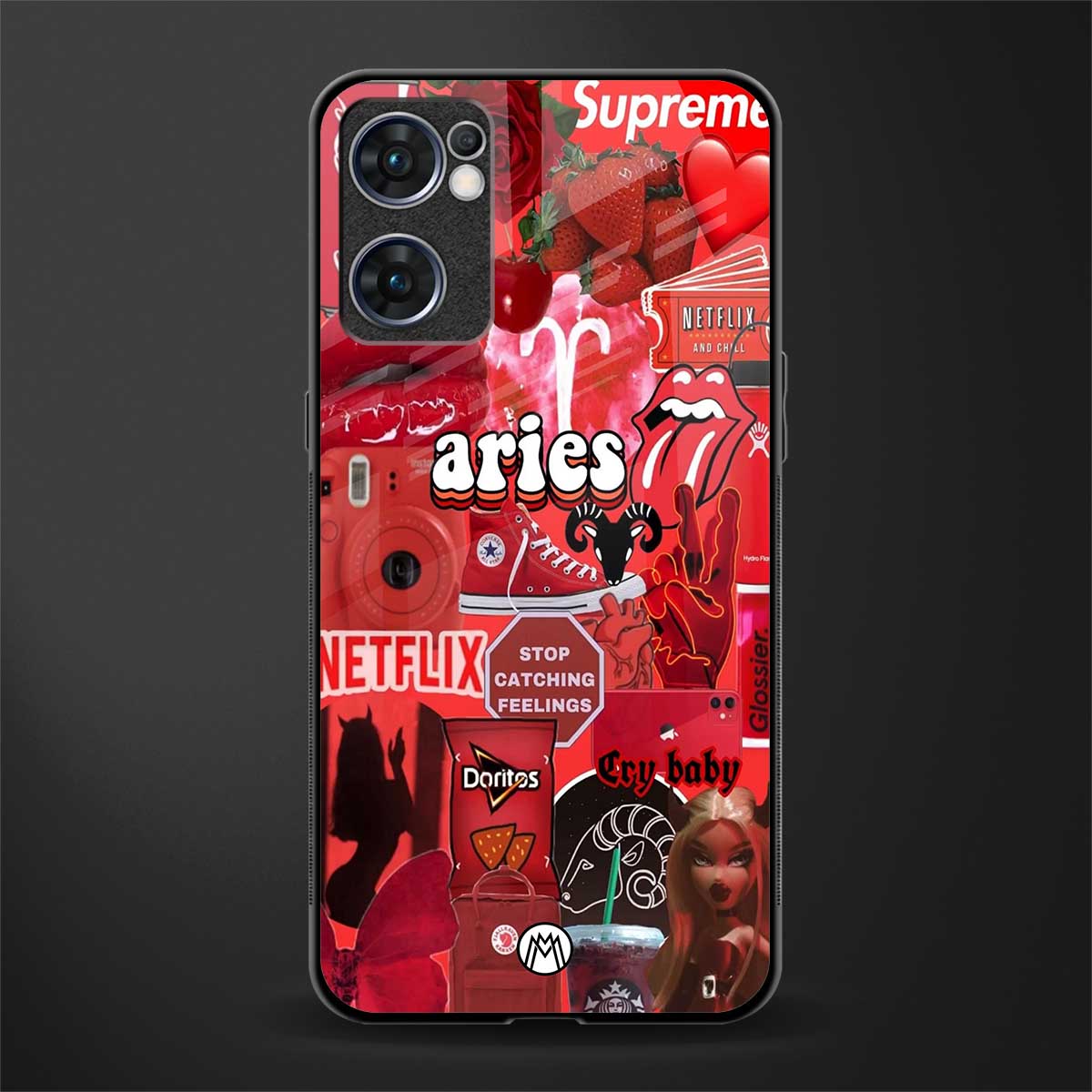 aries aesthetic collage glass case for oppo reno7 5g image