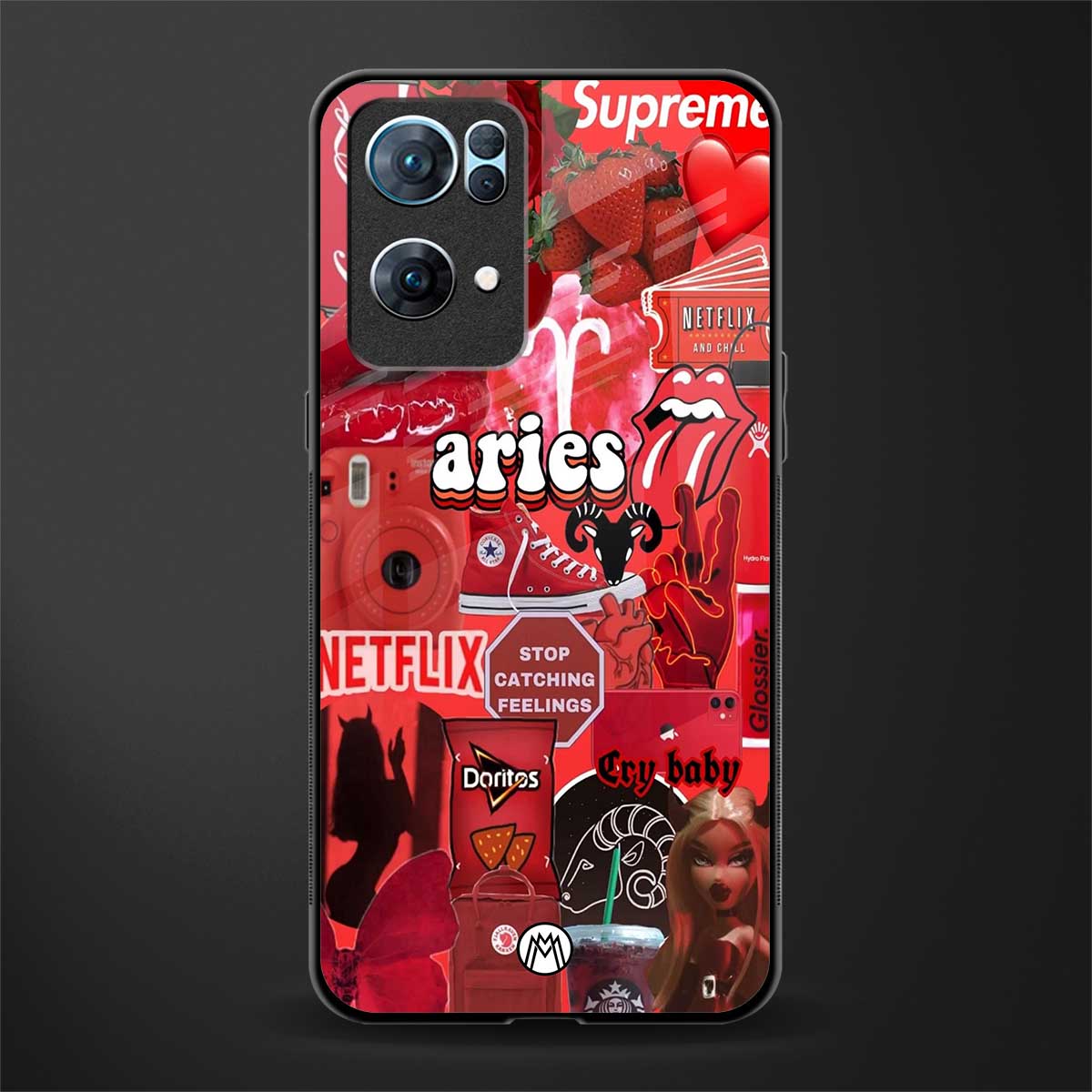 aries aesthetic collage glass case for oppo reno7 pro 5g image