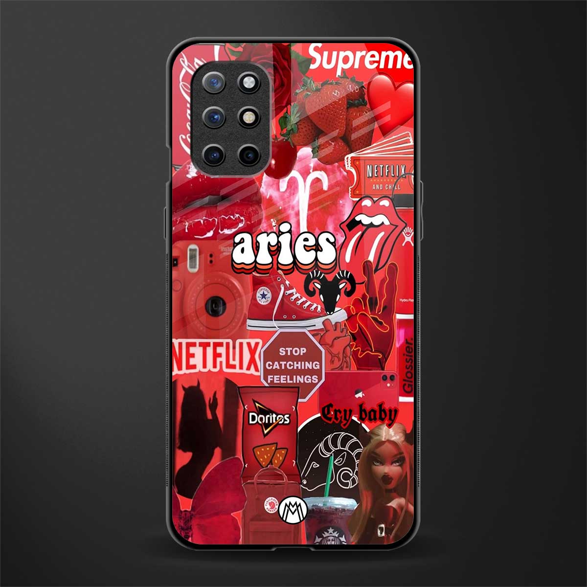 aries aesthetic collage glass case for oneplus 8t image
