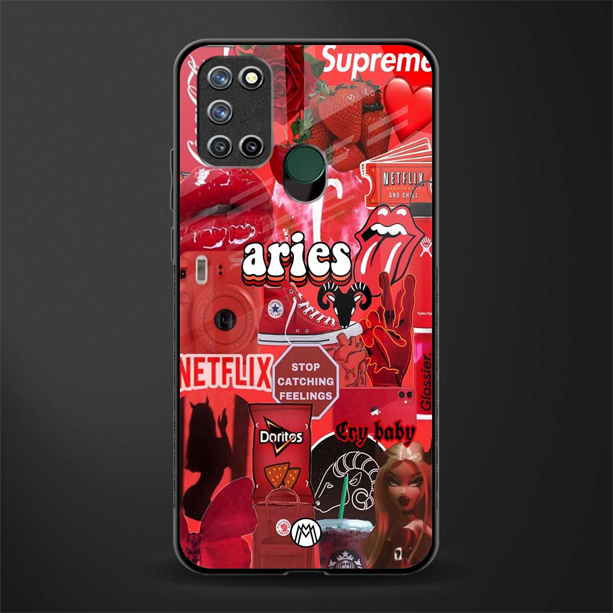 aries aesthetic collage glass case for realme 7i image