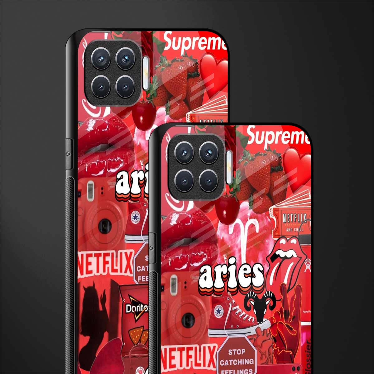 aries aesthetic collage glass case for oppo f17 pro image-2