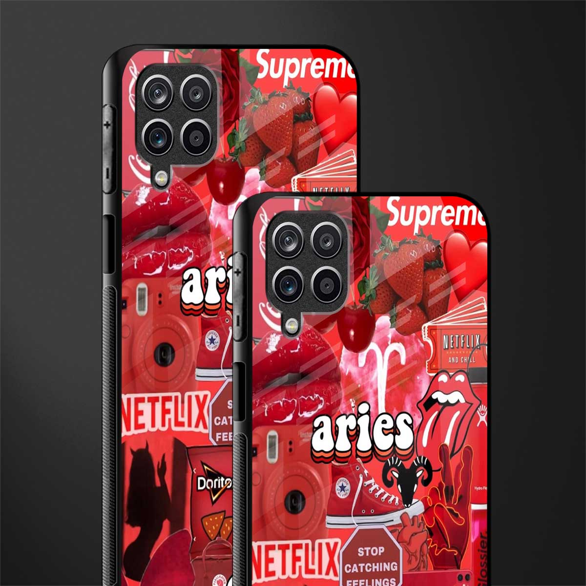 aries aesthetic collage glass case for samsung galaxy f12 image-2