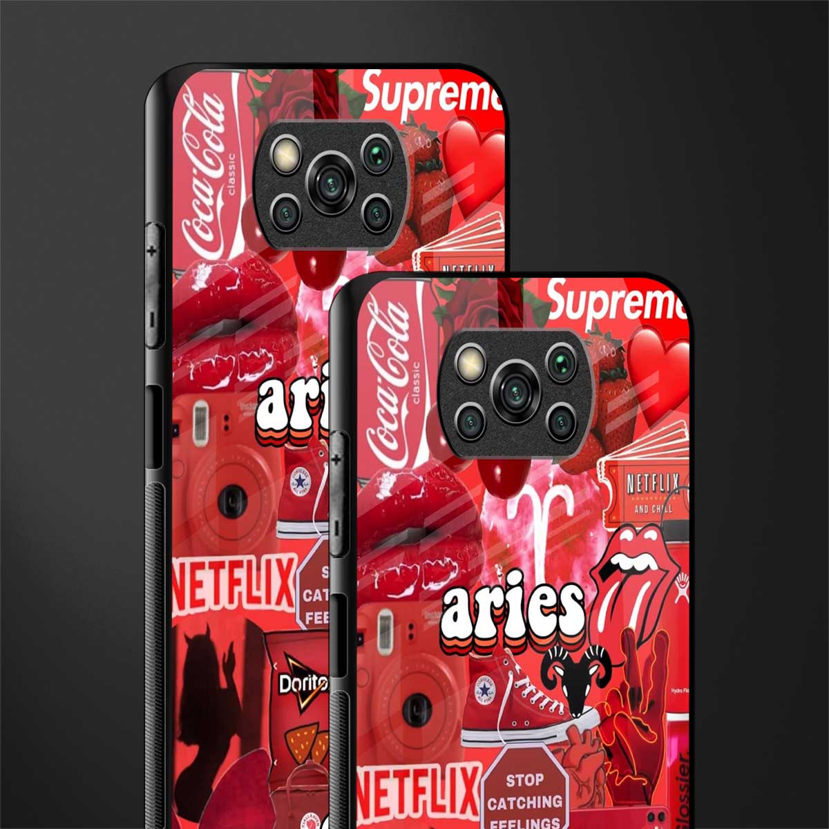 aries aesthetic collage glass case for poco x3 image-2