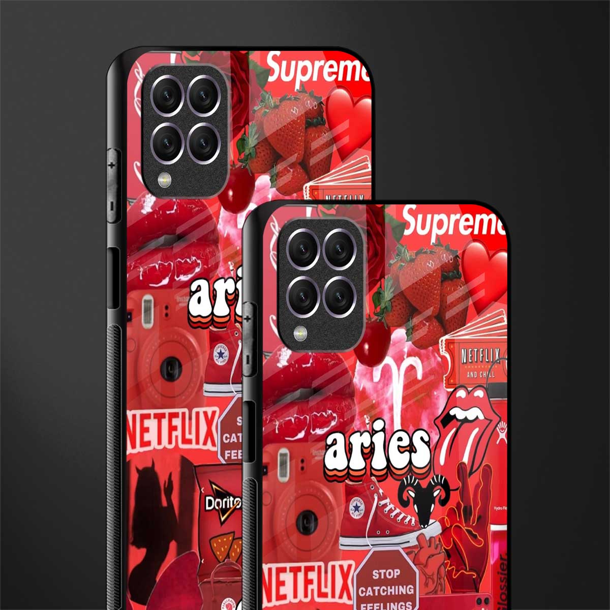 aries aesthetic collage glass case for samsung galaxy f62 image-2