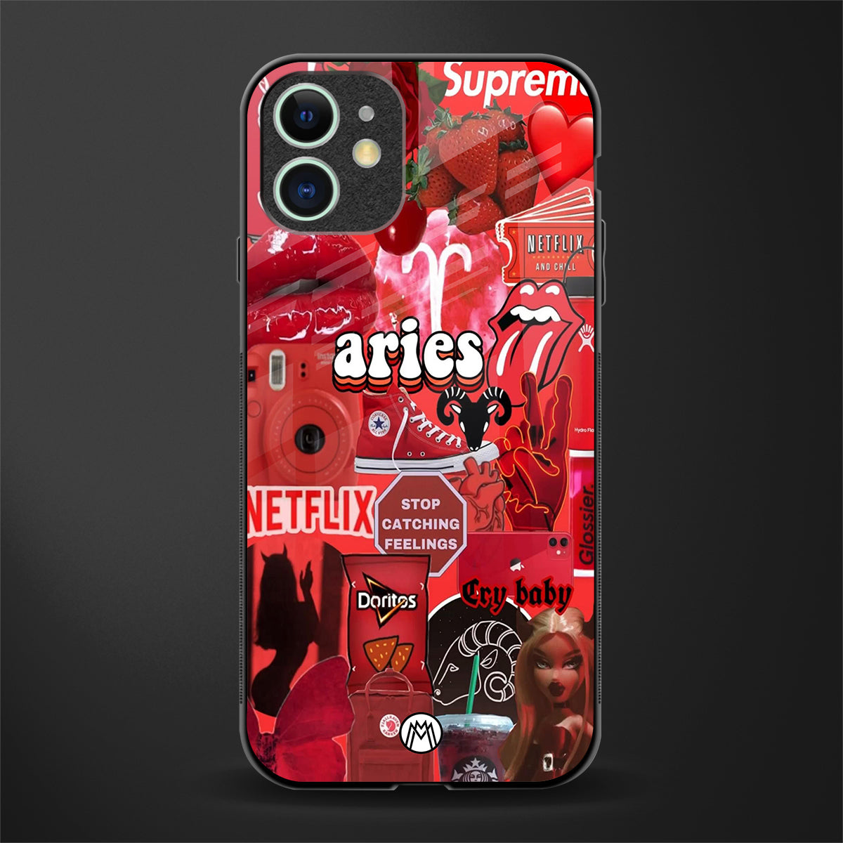 aries aesthetic collage glass case for iphone 12 mini image