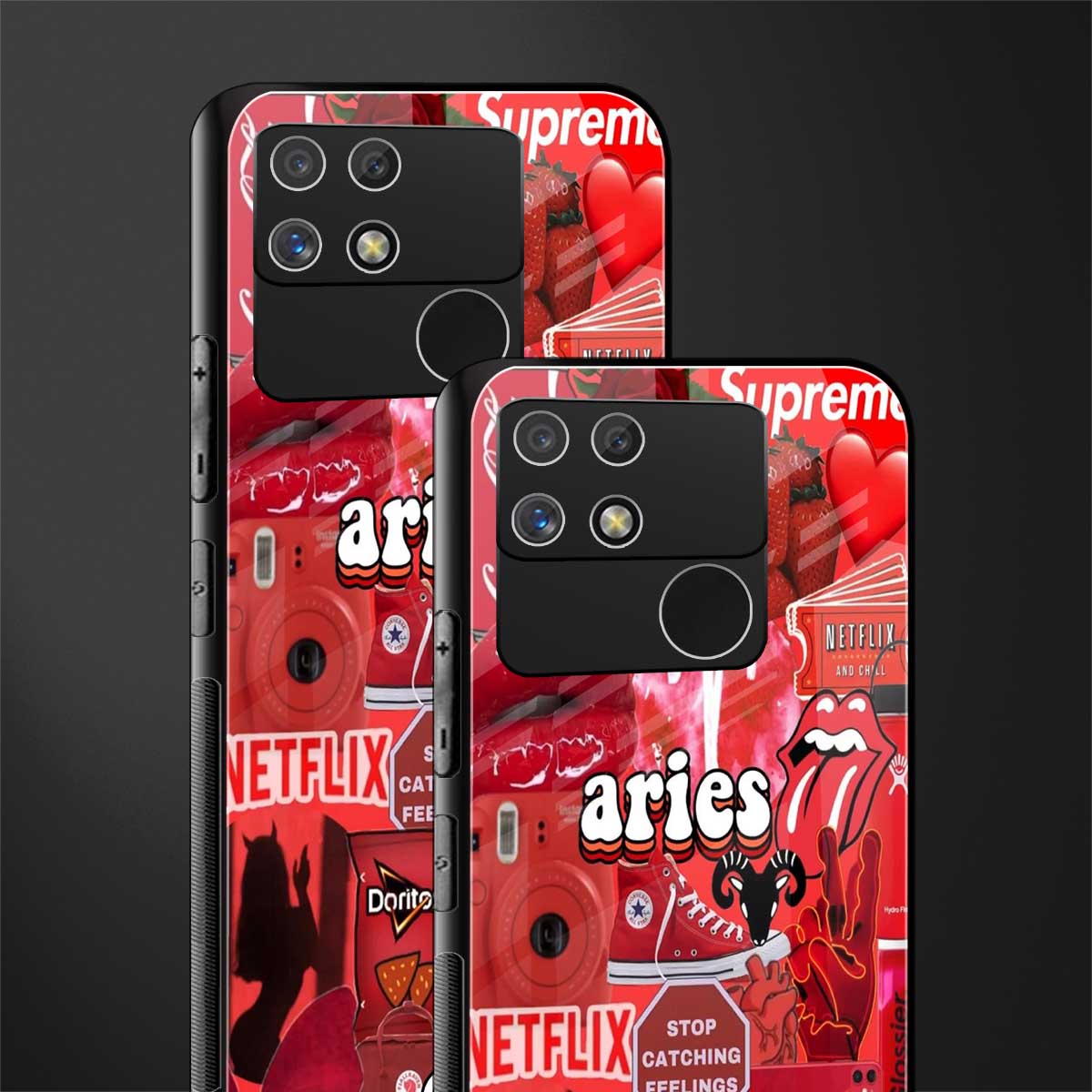 aries aesthetic collage back phone cover | glass case for realme narzo 50a