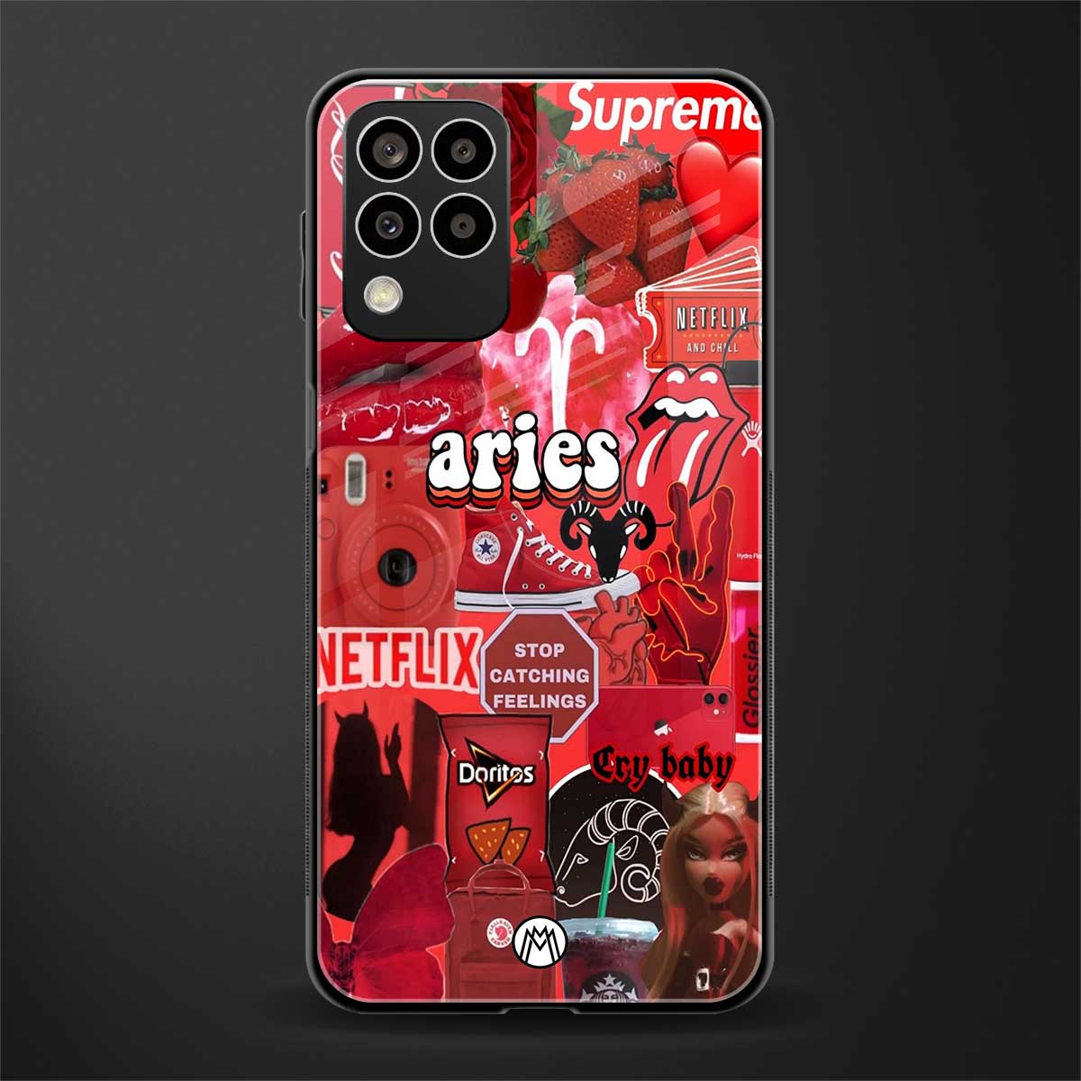 aries aesthetic collage back phone cover | glass case for samsung galaxy m33 5g