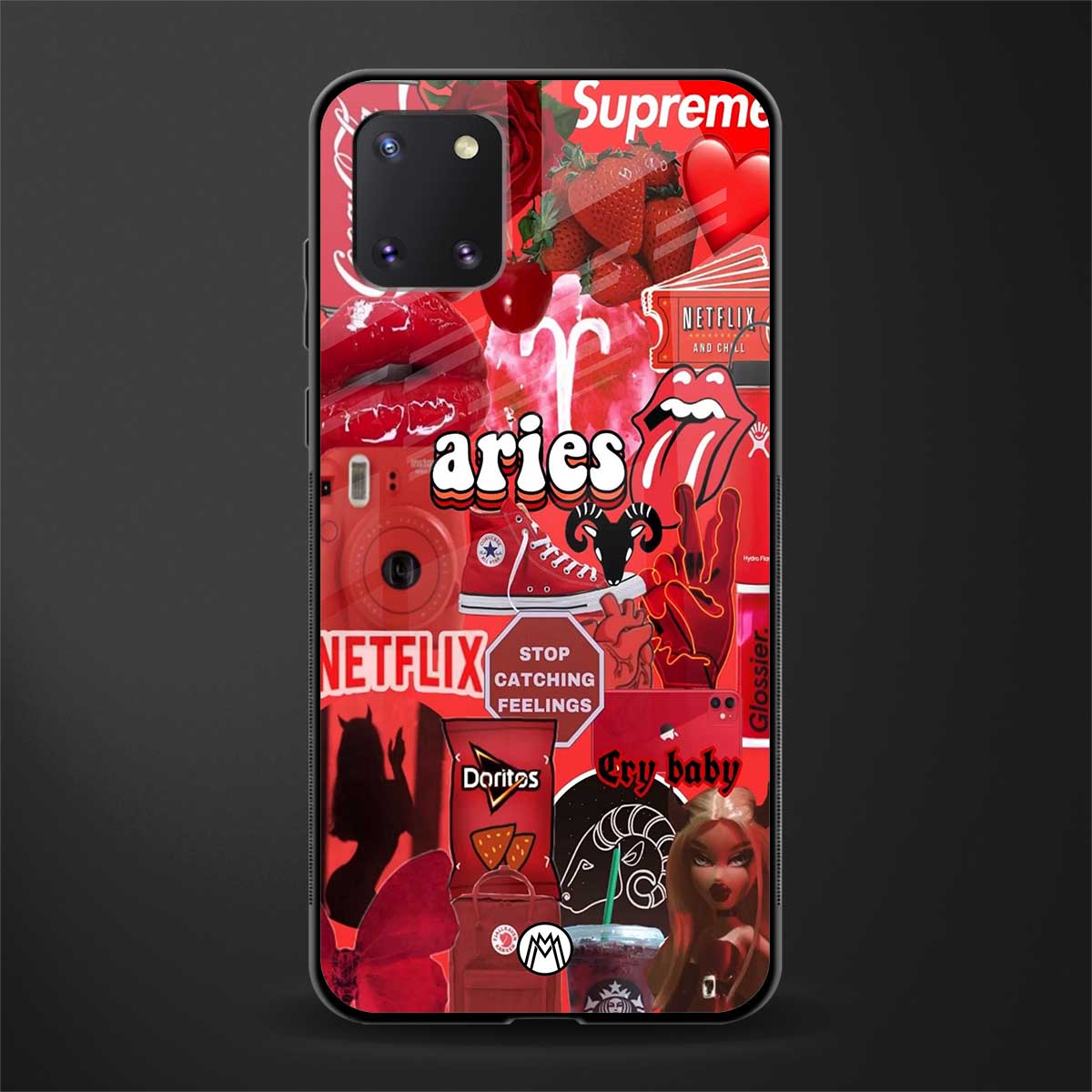aries aesthetic collage glass case for samsung a81 image