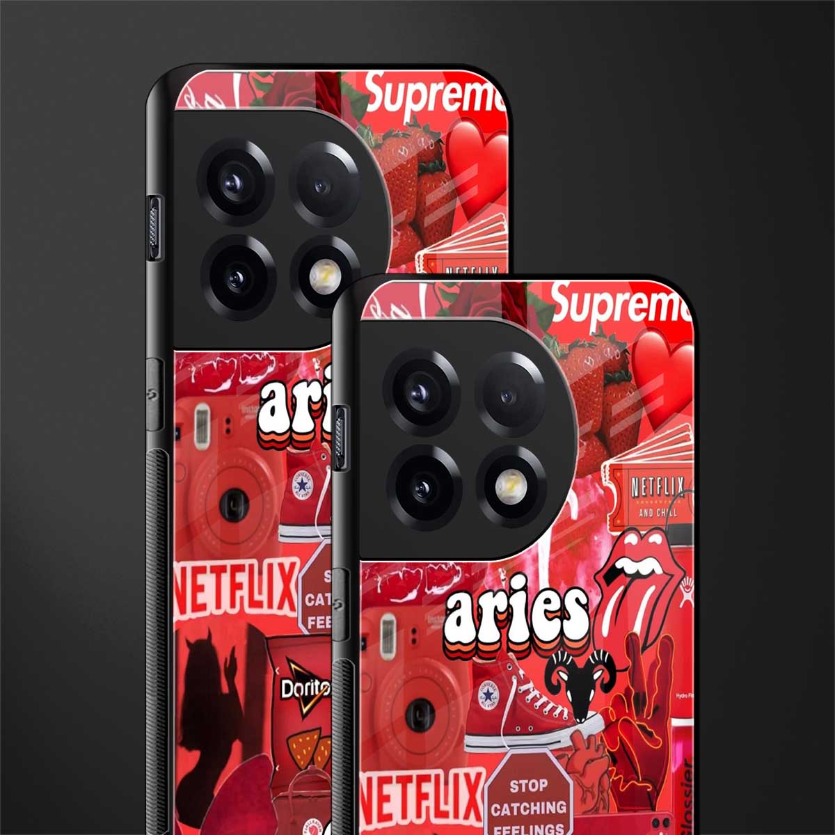 aries aesthetic collage back phone cover | glass case for oneplus 11r