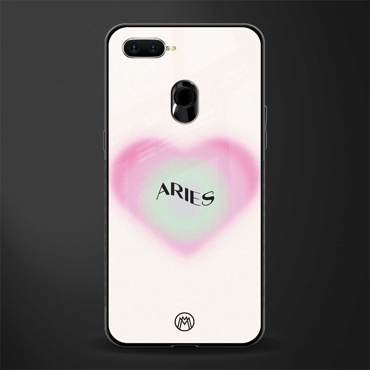aries minimalistic glass case for oppo a7 image