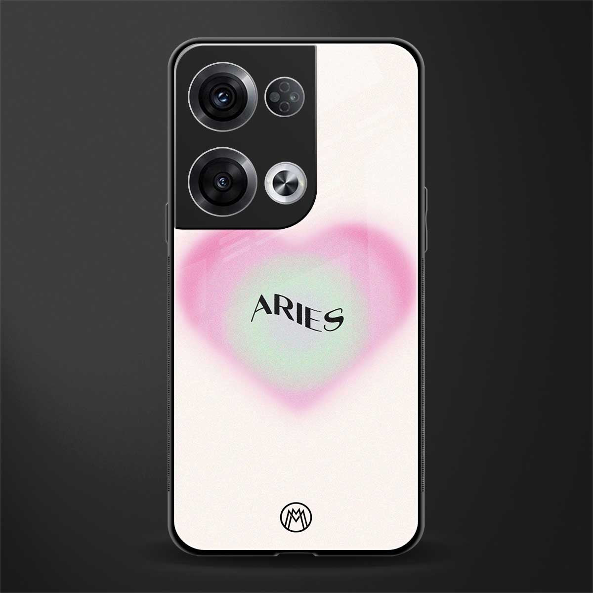 aries minimalistic back phone cover | glass case for oppo reno 8