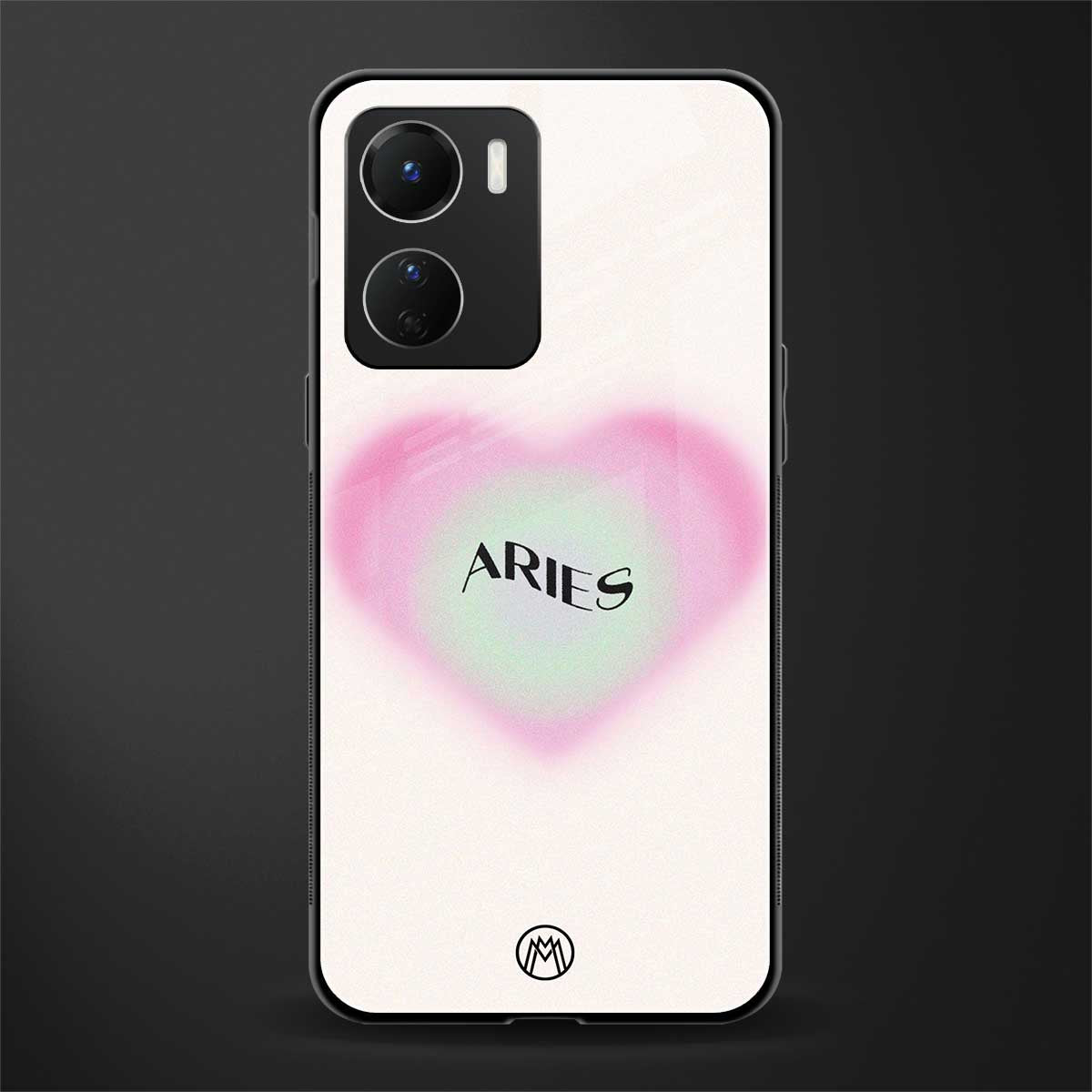 aries minimalistic back phone cover | glass case for vivo y16