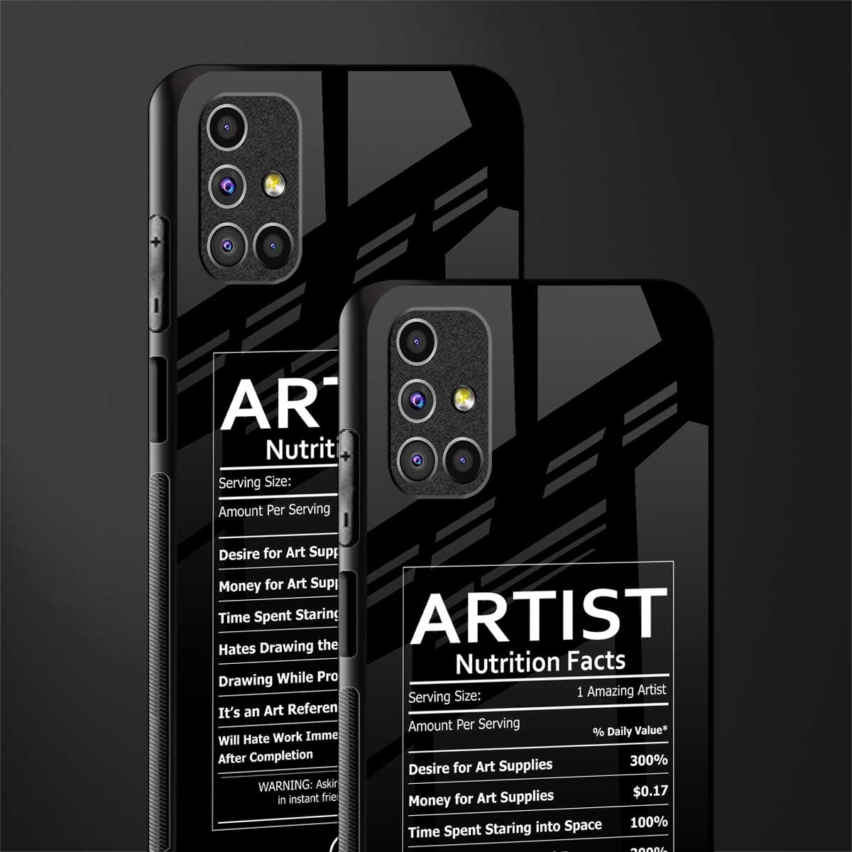 artist nutrition facts glass case for samsung galaxy m51 image-2