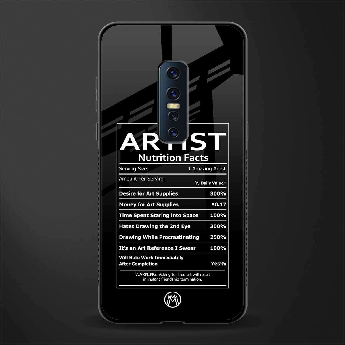 artist nutrition facts glass case for vivo v17 pro image
