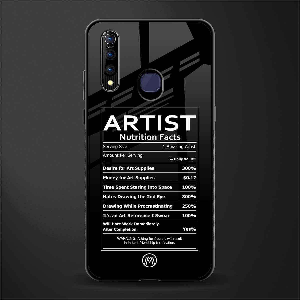 artist nutrition facts glass case for vivo z1 pro image