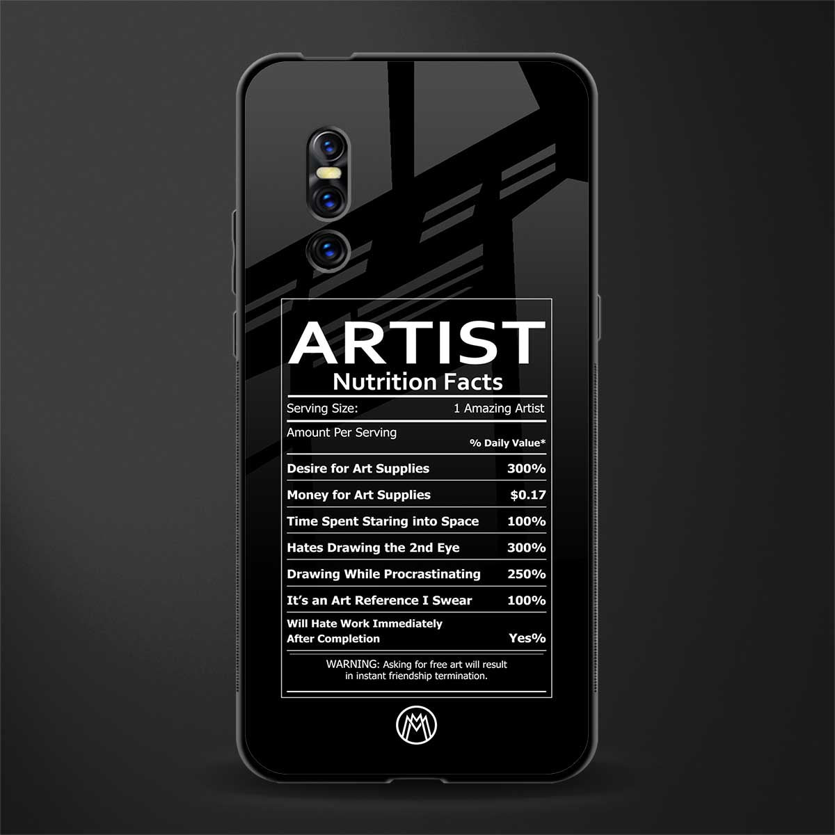 artist nutrition facts glass case for vivo v15 pro image
